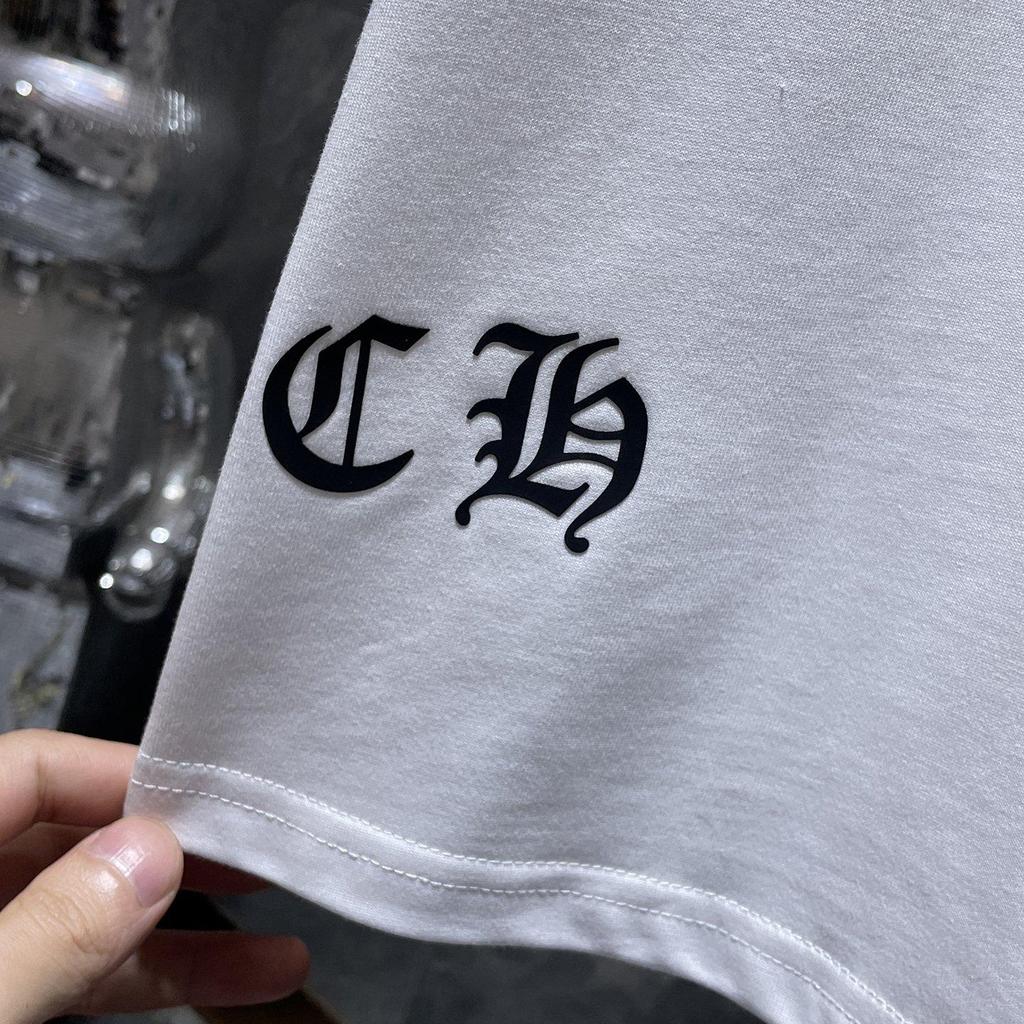 8936 CHROME HEARTS Лето 2026 Новый Высококачественный Хлопок Круглый Вырез Свободный Большой Размер Мужская и Женская Футболка Футболка для Пары
