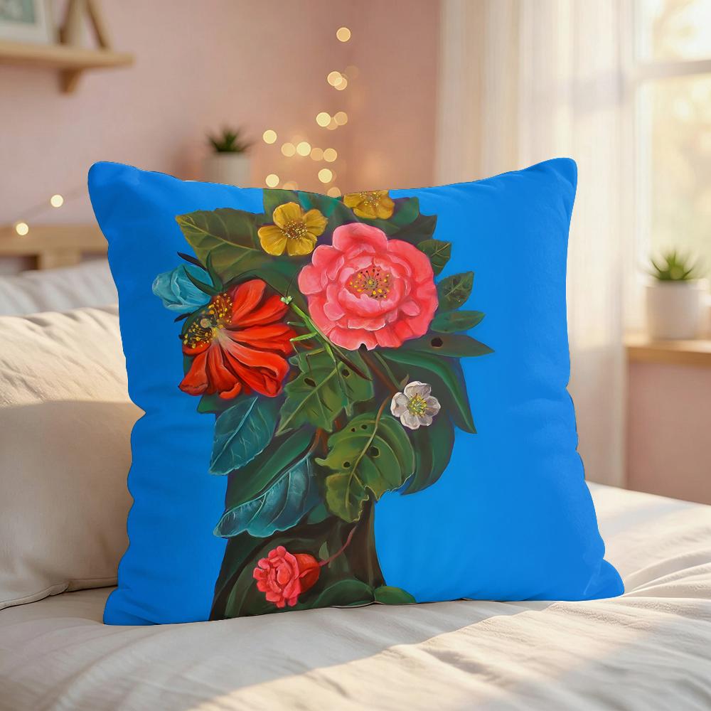NNatasha Lelenco Abstract Art Cushion Cover Silky Short Plush Invisible Zipper Dustproof Sofa Pillow Case For Home Decor
