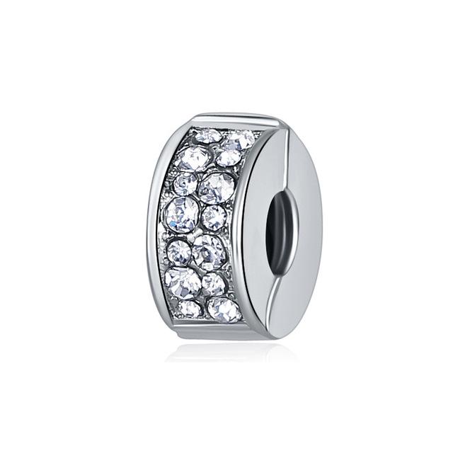 New Original Bead Alloy Love Star Flower Clip Stopper Charm Clear CZ Fit  Bracelet Bangle Necklace DIY Women Jewelry