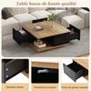70 x 70 x 31.5cm Coffee Table with 3 Drawers, High-Gloss, Sofa/Side Table, Suitable for Small Rooms, Black + Original Wood Color