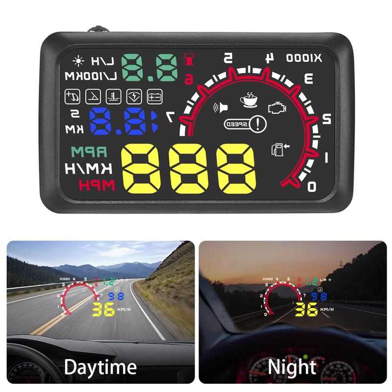 NEW Car Head Up Display OBD Car Digital GPS Speedometer Fuel Consumption Voltage Water Temp RPM Meter KM/H MPH Engine Failure