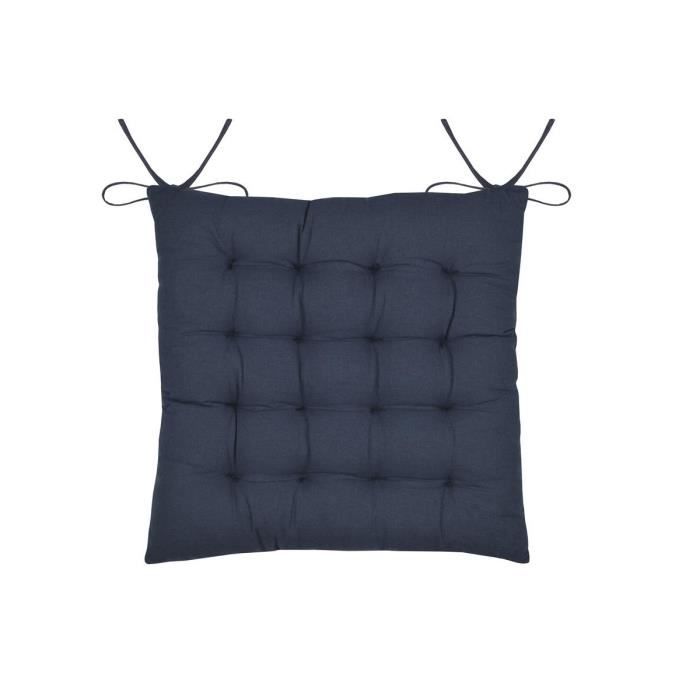 Coussin De Chaise - Pop - Matelassé - 38 X 38 Cm - Gaze De Coton - Bleu Marine