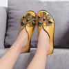 New Flats Women Shoes Genuine Leather Loafers Slip On Womens Flat Shoes Flowers Design Female Skirt Shoes Plus Size