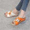 Модная обувь больших размеров для женщин 2024 года, летние винтажные женские тапочки с открытым носком на танкетке, нескользящие кожаные сандалии на платформе в стиле ретро