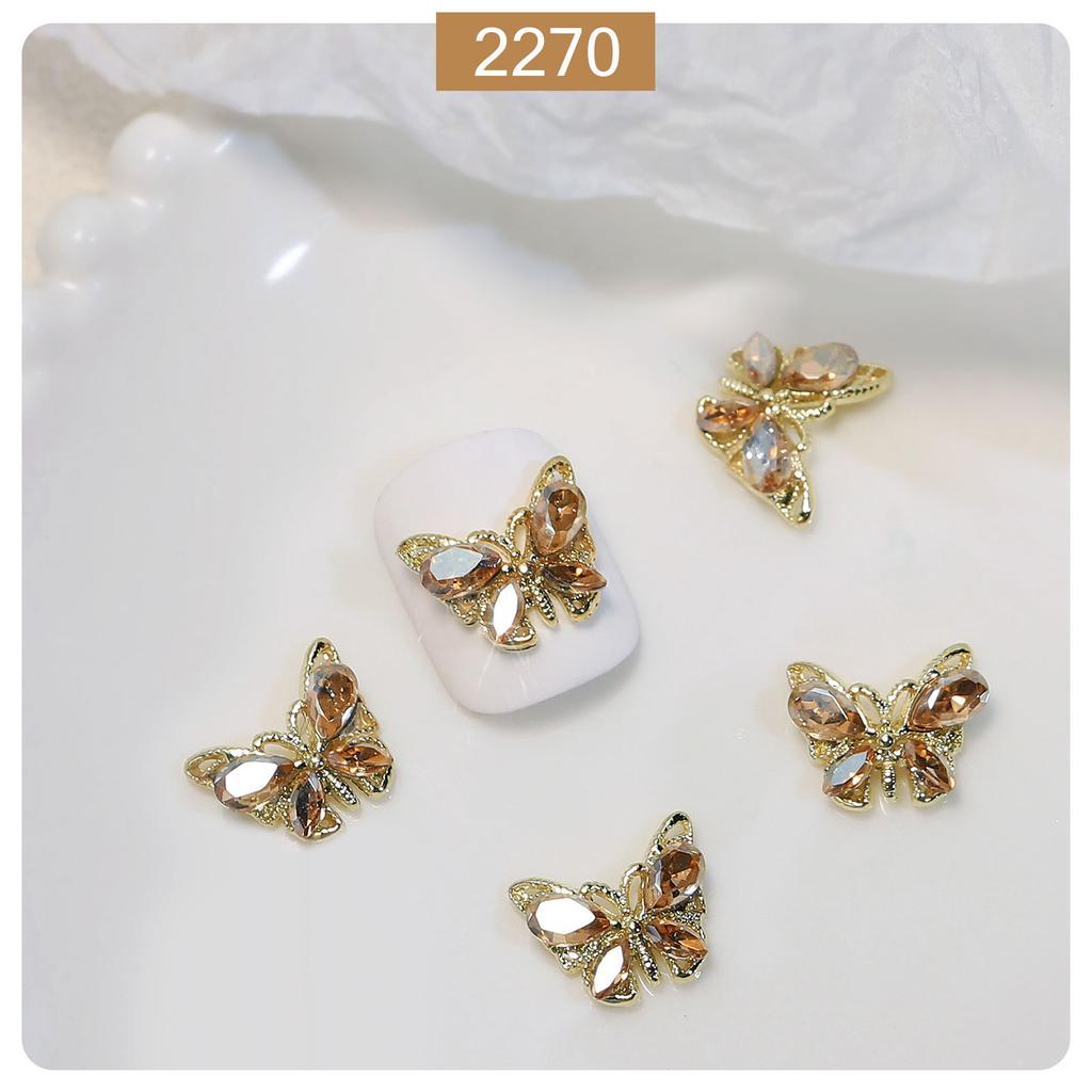 Nail Art Accessories Dream Crystal Butterfly Zircon Super Flash Three-Dimensional Alloy Nail Butterfly Accessories