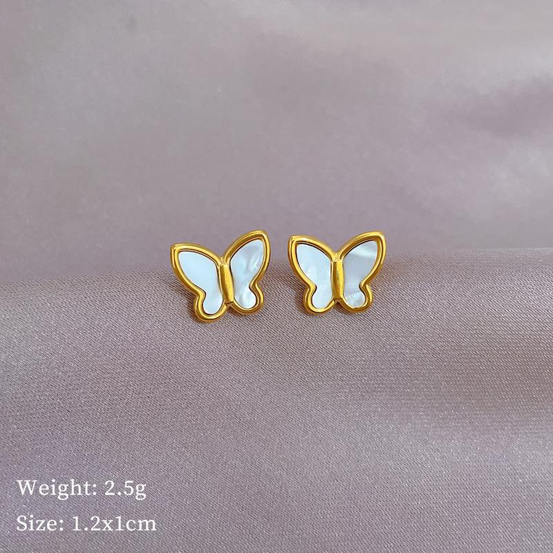 Shell Butterfly Minimalist Stud Earrings Cold Men'S And Women'S Earrings Personality Temperament Banquet Earrings