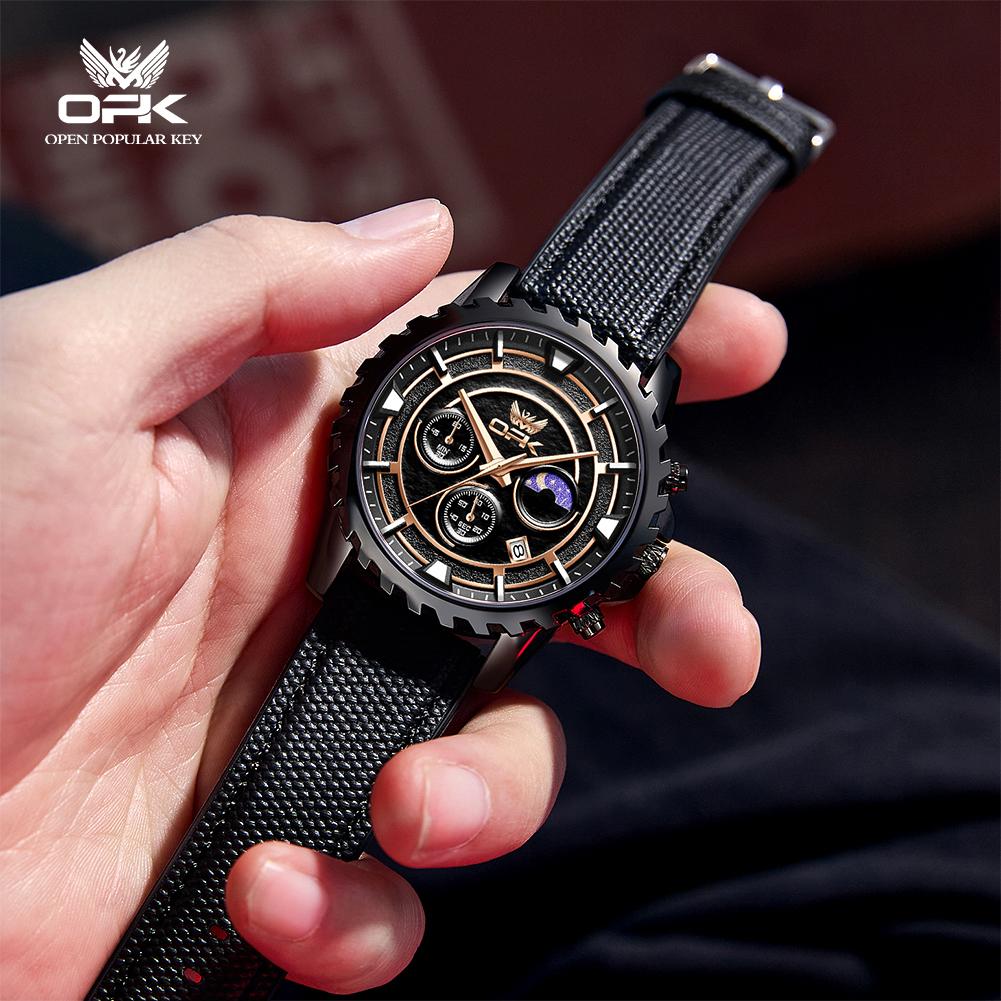 OPK brand new multifunctional single calendar men's watch night light waterproof quartz watch men's watch 6085