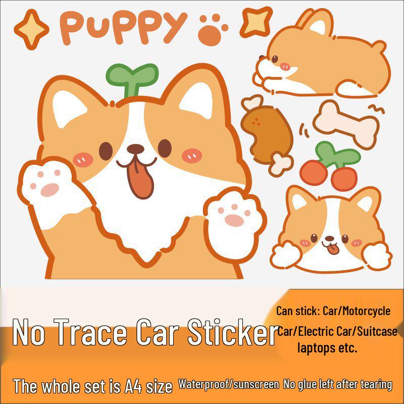 Милые водонепроницаемые наклейки с корги для электромобилей, мотоциклов и велосипедов