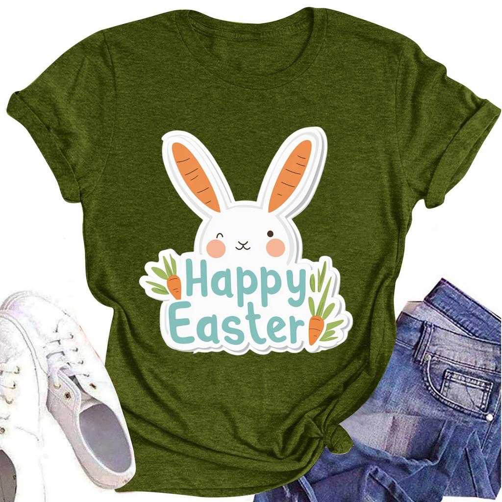 Women's Printed Round Neck Short-sleeved T-shirt Top