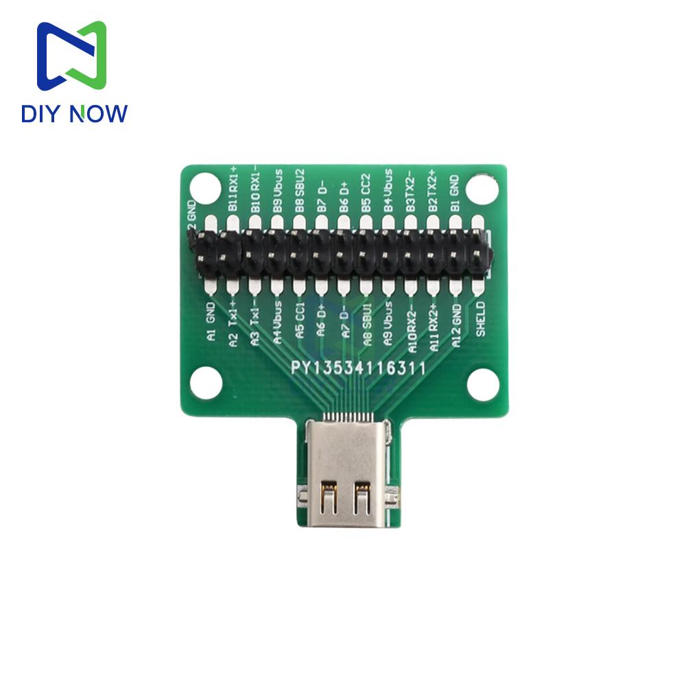 Двусторонняя тестовая плата с разъемом USB Type-C Female, 24 контакта, для тестирования тока/питания, с штыревым разъемом