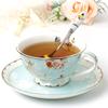 Элегантный чайный сервиз из костяного фарфора, чашка и блюдце с цветочным дизайном, кофейный сервиз, чайная чашка, десертная тарелка, фарфоровая посуда для напитков, подарок