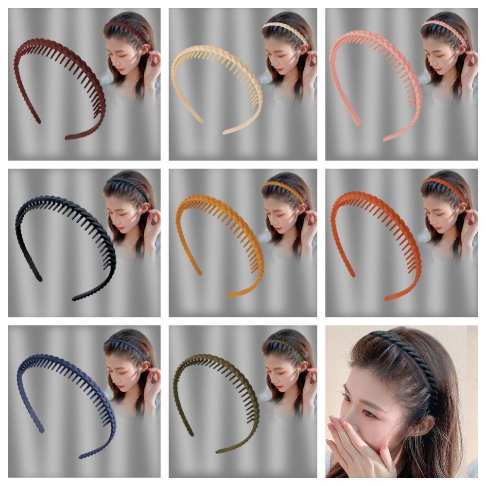 Solid Color Teeth Matte Hair Hoop Acrylic Non-slip Hairband Hair Band   Make Up