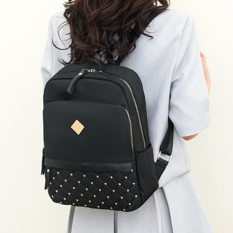 Модный рюкзак с заклепками и ромбовидной линией, женский рюкзак, повседневная дорожная сумка, дорожный рюкзак