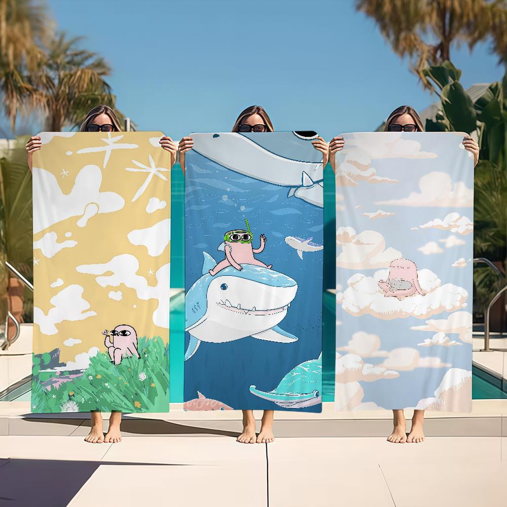 K-ketnipz Towel Textile Bathrobe Beach Cartoon Art Quick-Drying Kawaii Cute Lightweight Portable Camping Swim Funny Pool Travel