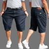 Summer Thin Section Loose Large Size Denim Shorts Men's High Waist Elastic Large Size Five Horse Trousers