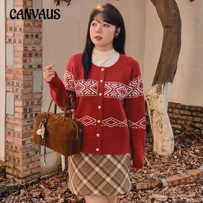 Женские топы больших размеров с круглым вырезом, жаккардовый свитер, осенне-зимний свободный вязаный кардиган, куртка