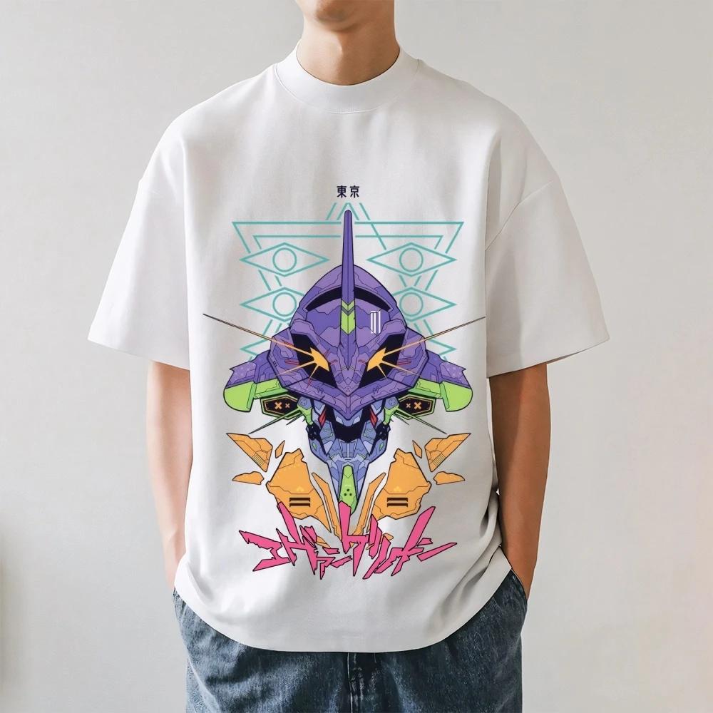 2026 Новая Неон Genesis Evangelion Японский Стиль Классическая Футболка Высококачественная Уличная Футболка Подходит и для Мужчин Женщин Лето