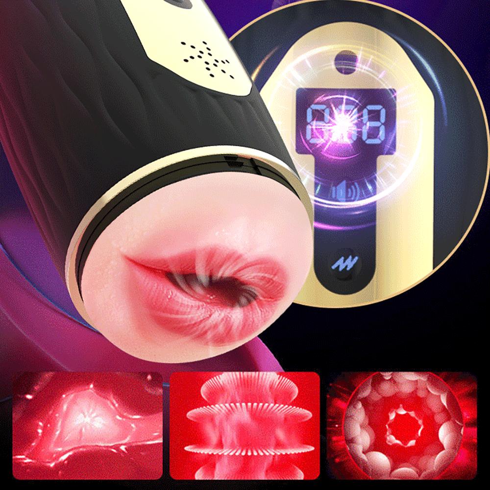 Double Head Male Masturbators Smart Heating Vibrating Sucking Masturbation for Man Artificial Vagina Sex Toy for Men
