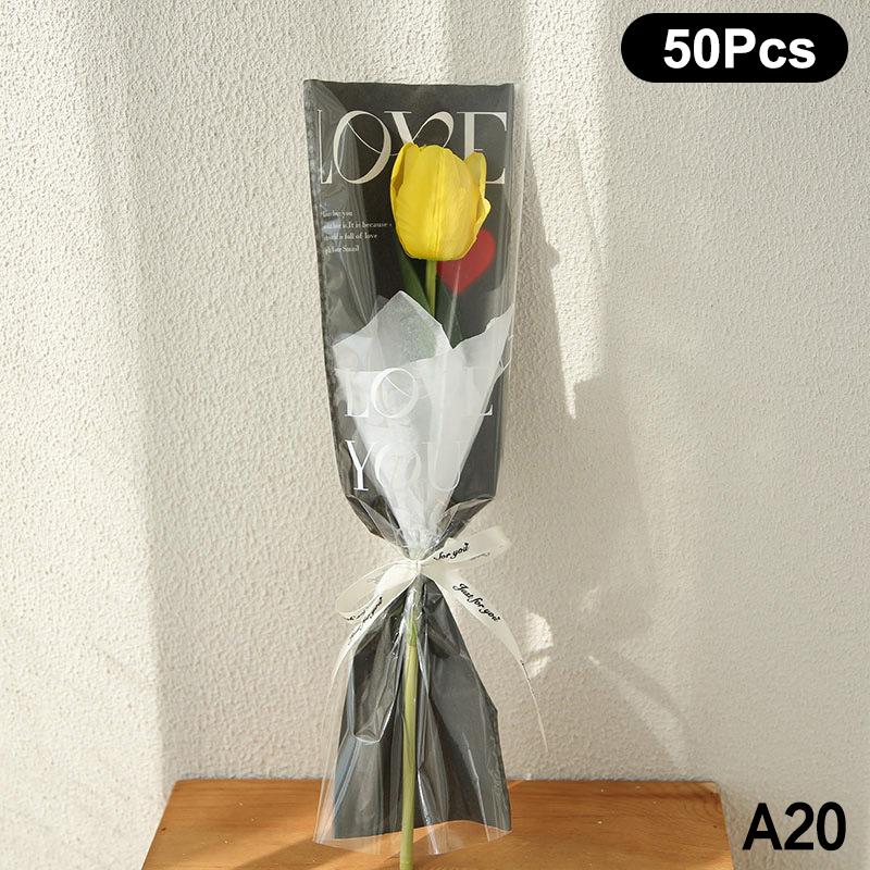 20/30/50 шт. Цветные обертки для цветов Прозрачный пакет для букета Обертка для цветов Водонепроницаемая DIY Подарок Цветочный декор