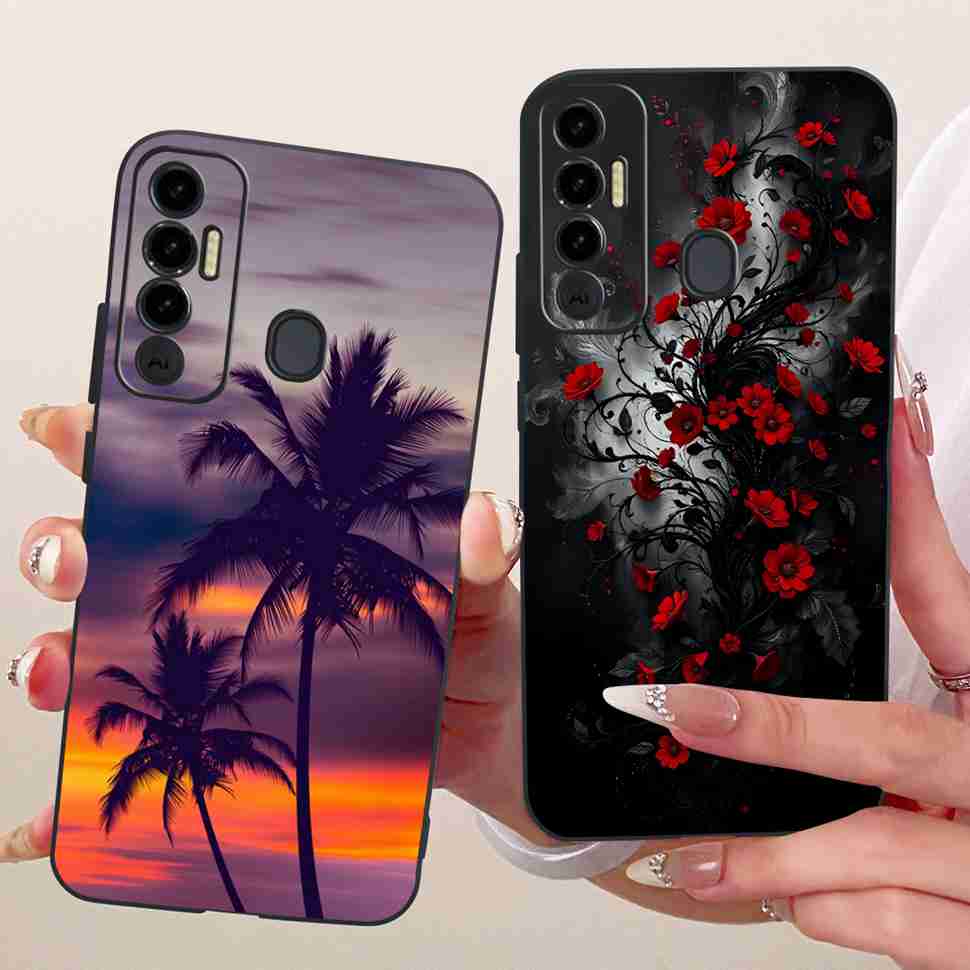 Simple Design Cartoon For Tecno Spark 7P KF7j Case Silicone TPU Black Cover For Tecno Spark7P 7p 6.8" Bumper Phone Cases Fundas