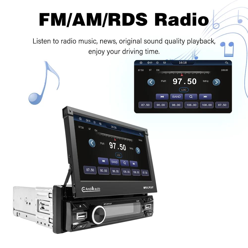 1 Din стерео 7 дюймов выдвижной экран Carplay Android Auto Мультимедиа Видео MP5 Плеер BT FM USB Android Головное устройство