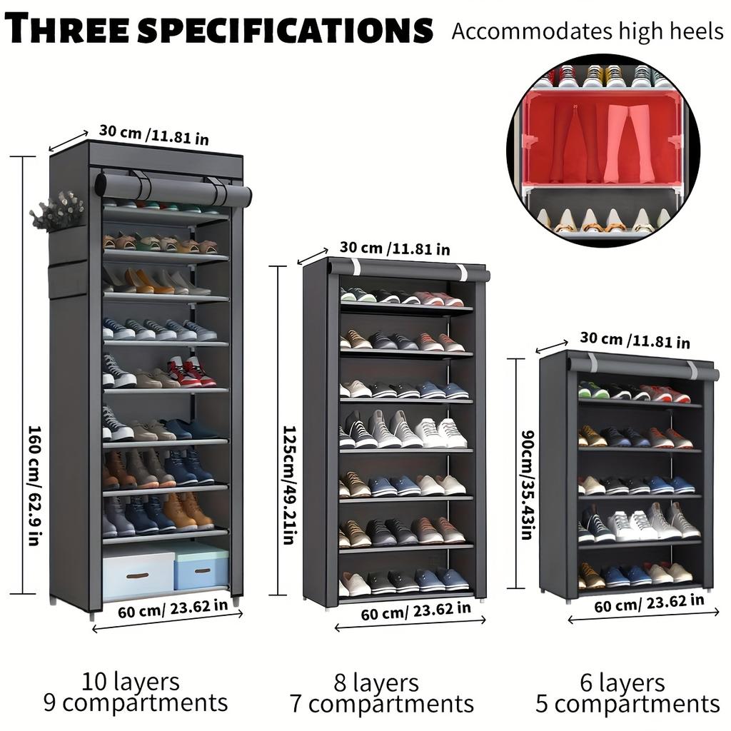 6/8/10-Layer Multifunctional Shoe Organizer - Simple Shoe Rack, Household Dust-proof Storage Shoe Cabinet, Indoor Simple Shoe Cabinet