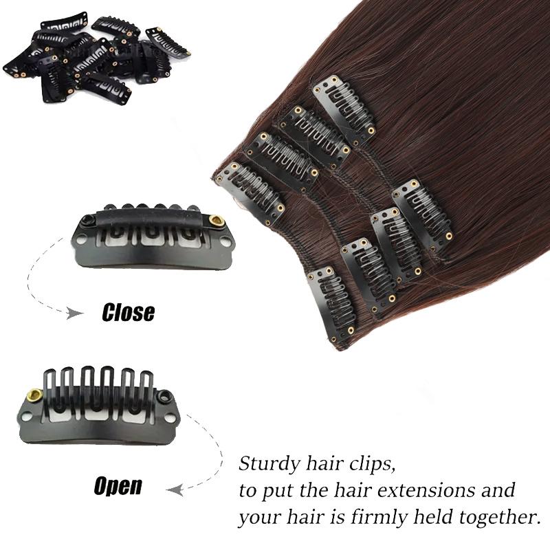 16/24 Inch Female Four Piece Long Straight Hair Wig with BB Clip Synthetic Heat-resistant Wig Naturally Suitable for Daily Wear