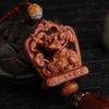 12 Zodiac Entering Safety Pendant Tassels Rearview Mirror Hanger Peach Wood Pendant  Women