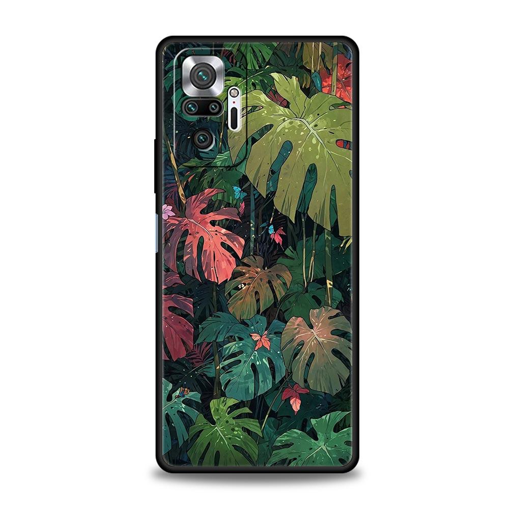 Abstract Plants Flower Phone Case Cover for Redmi 14C 10C Note 15 14 13 12 10 11 K40 Pro Plus 5G Soft TPU Shockproof Shell Funda