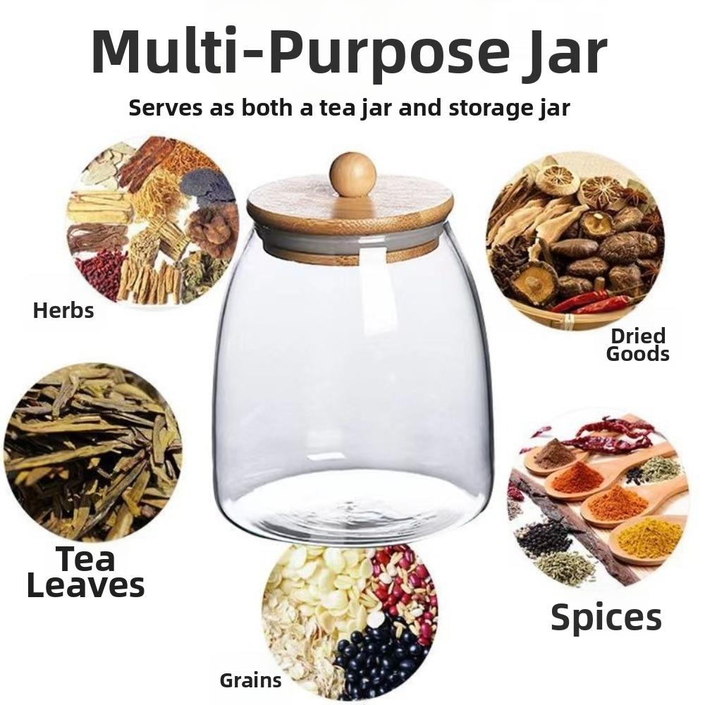 Transparent Airtight Glass Containers Moisture Proof Tea Storage Jar Coffee Bean Seasoning