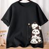Summer Cartoon Cute Treasure Panda Sweet Printed Short Sleeve T-shirt Women's Loose Leisure Soft Bottom Oversized Shirt Top