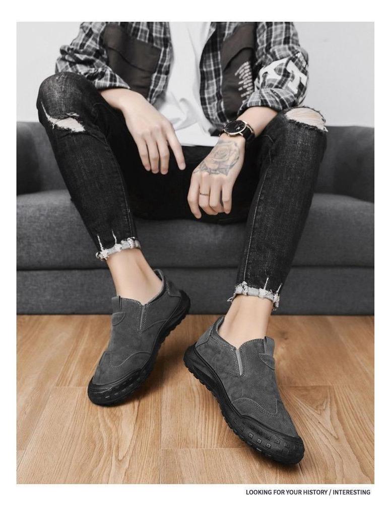 Мужские водонепроницаемые рабочие туфли в стиле ретро без застежек — нескользящие, износостойкие, с низким верхом для осени и зимы