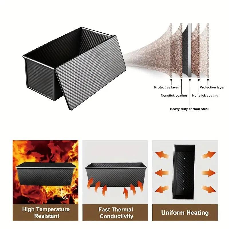 1 шт., Форма для выпечки хлеба с крышкой (30,99 см х 12,19 см х 11,94 см), Форма для выпечки хлеба, приспособление для приготовления тостов, кухонные принадлежности