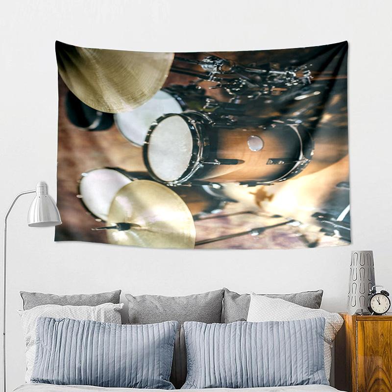 Drum Kit Display Printed Tapestry, Wall Hanging,Livingroom, dormitory, Large Wall Decor, Fabric Decor Fan Birthday Gifts