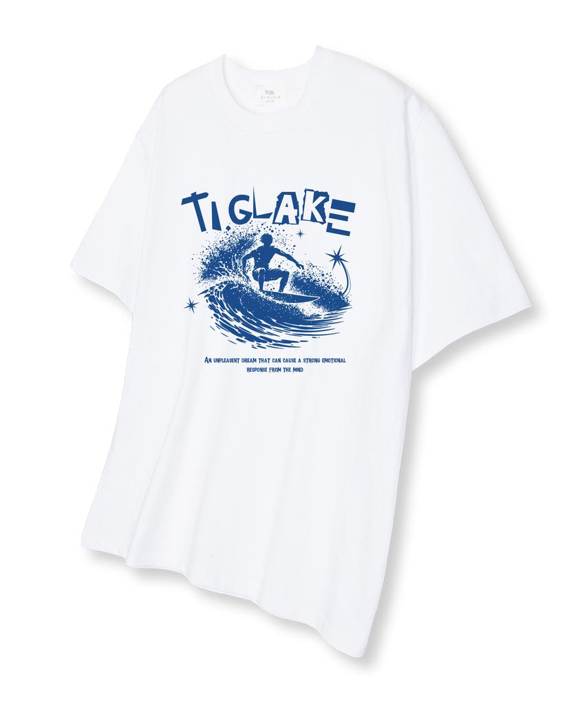TI.GLAKE Surfboy Белая футболка оверсайз с коротким рукавом