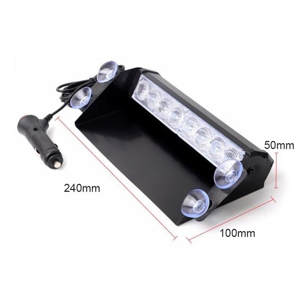 Car Truck Strobe Light 8 LED Suction Cup Lamp Front Windshield Traffic Advisor Safety Warning Light