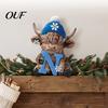 Artistic Holiday Gift 4Pcs Christmas Highland Cow Figurine, Winter Blue Yak Statues with Snowflakes Xmas Comfortable Hand Feel Decor Hats, Farmhouse