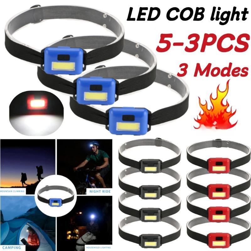 3 шт. Налобный фонарь для кемпинга, 3 режима, мощный светодиодный COB, водонепроницаемый, осветительный фонарь, лампа, мини-ночник