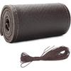 Leather Steering Wheel Cover, DIY Sewing With Needle & Thread, Breathable Anti-Slip Car Steering Wheel Protector, Universal 15 Inch Auto Steering