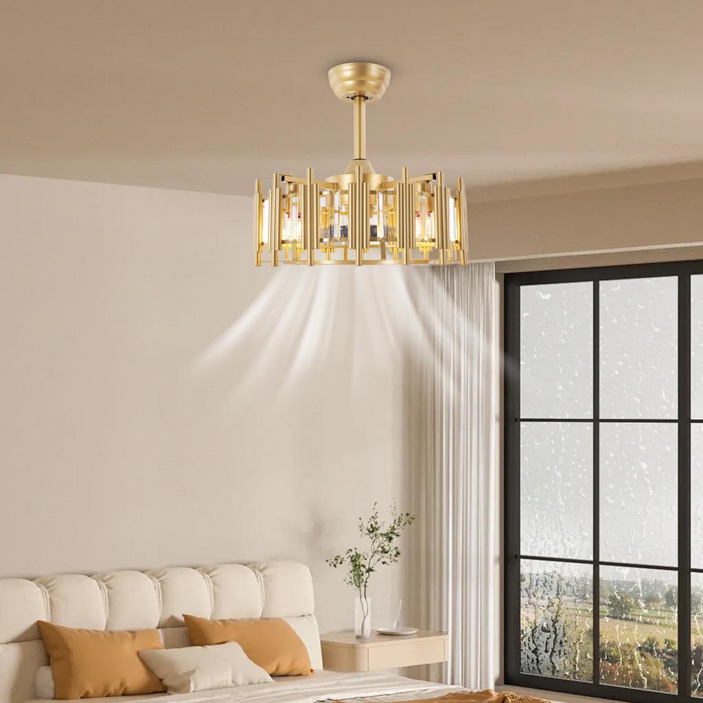 Bymaocar 20-дюймовый потолочный вентилятор со светом, светодиодная люстра 60 Вт, полувстраиваемый светильник, подвесной светильник для помещений/улиц, светильник с дистанционным управлением, низкий уровень шума