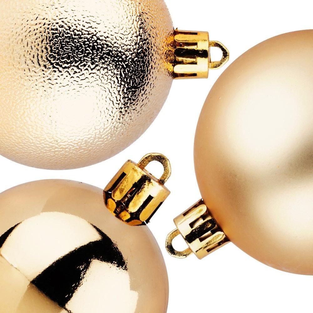 Shatterproof gold Christmas baubles 6 cm 9 pcs.