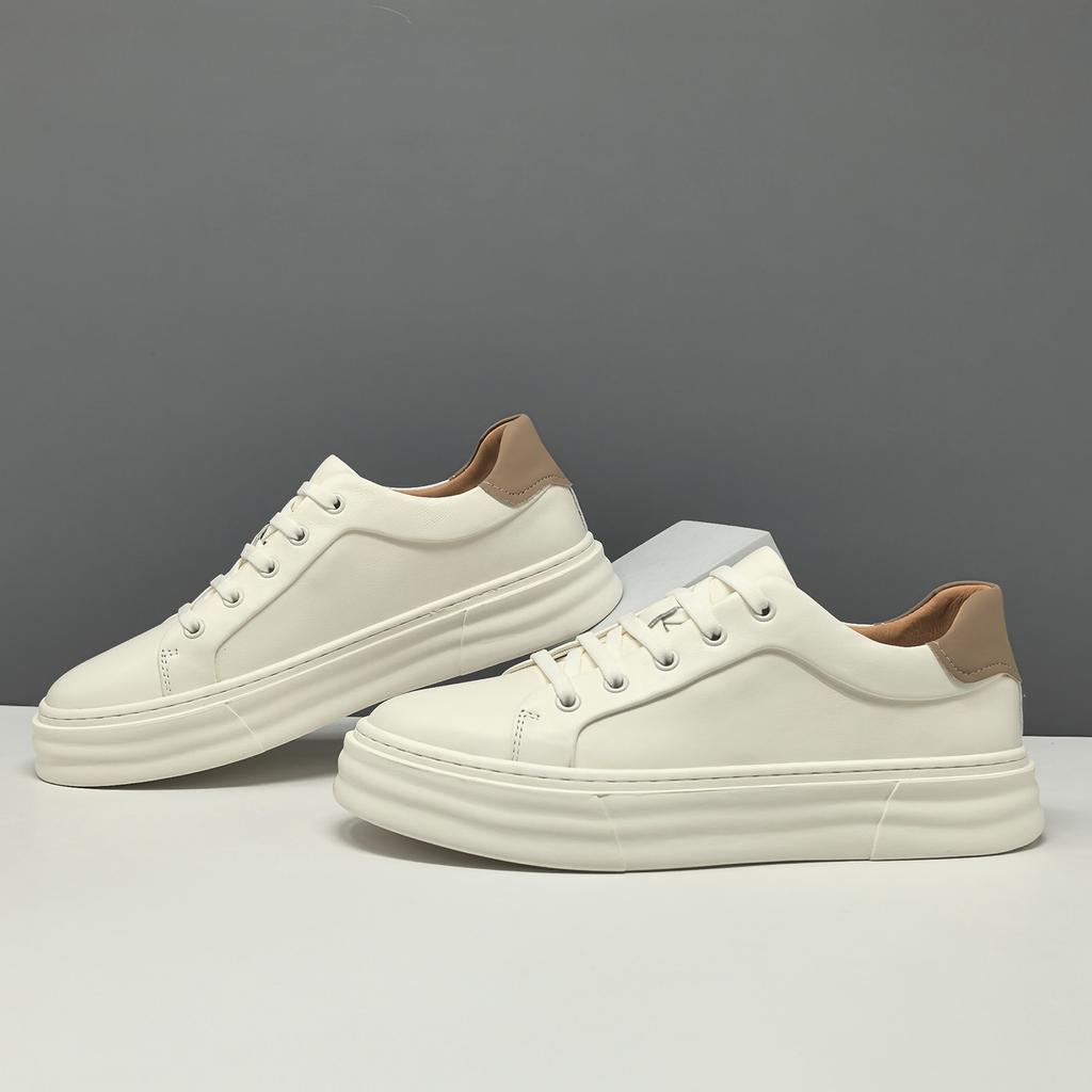 Leather board shoes men's versatile shoes men's high-end lace-up free light luxury lazy shoes