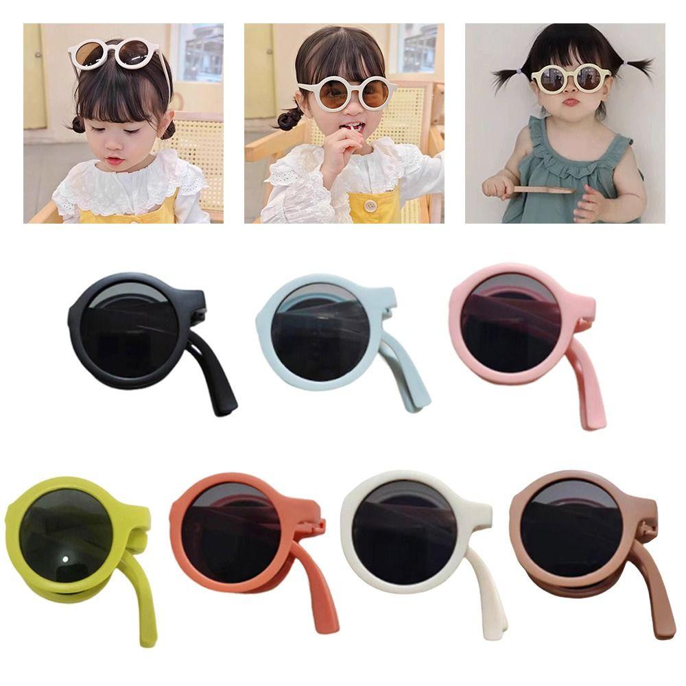 Candy Colored Children's Sunglasses Foldable Design Round Frame Sunglasses For Girls