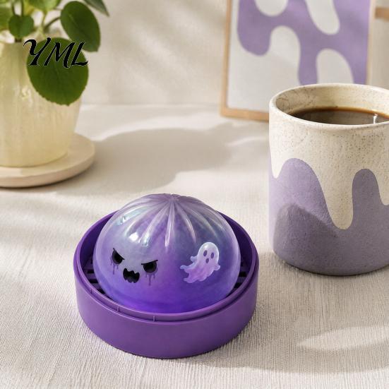 Steamed Bun Squeeze Toy 1/2/3Pcs Purple Ghost Dumpling Toy, Halloween Clear Stress Relief Ball Fidget Simulated