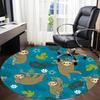 1PC Sloth Floral Office Round Area Rug, Mat Suitable For Office, Under Office Chairs Bedroom Living Room Home Decor, Room Deco