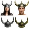 Antiqued Viking Horn Hat Helmet Plastic Bull Horn Headgear  Men Women