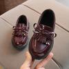 New Spring Autumn Girls Casual Leather Shoes Fringe Kid Holiday Party Shoes Tassel Bow Flats Shoes Size 21-37 H06223