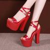 14cm Small Size 32-43 Sexy Bandage Block High Heels Shoes Summer 2025 Chunky Platform Sandals for Model Wedding Party Dress