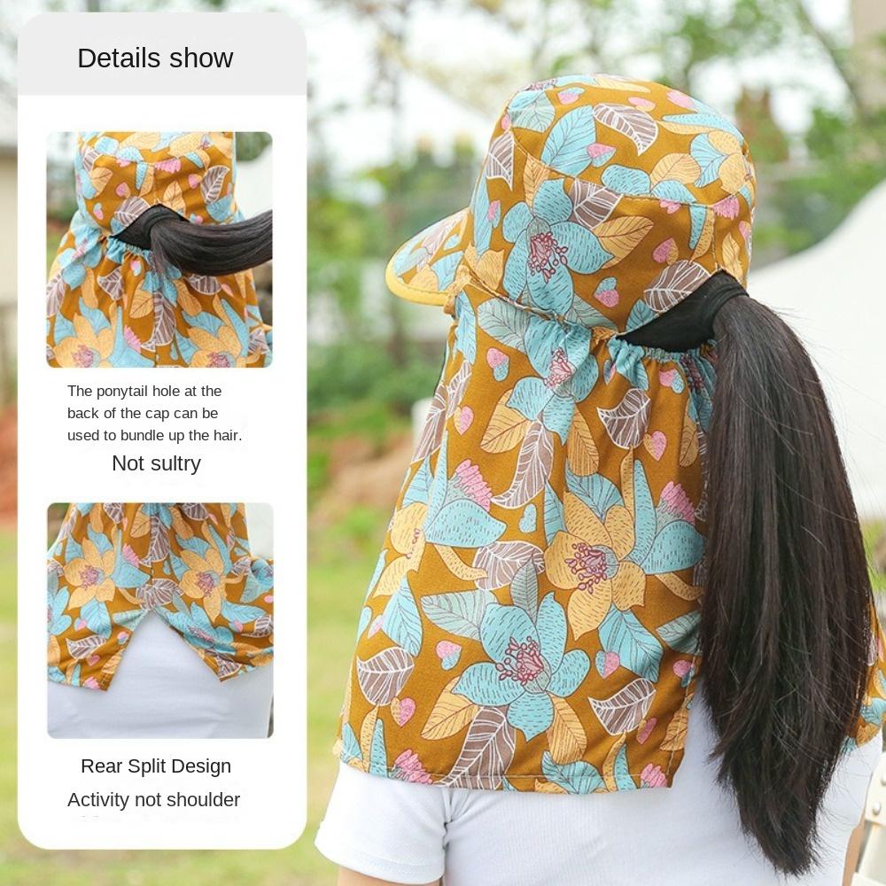 Anti-UV Tea Picking Cap Wide Brim Sunscreen Hat Casual Women's Ponytail Hat Outdoor