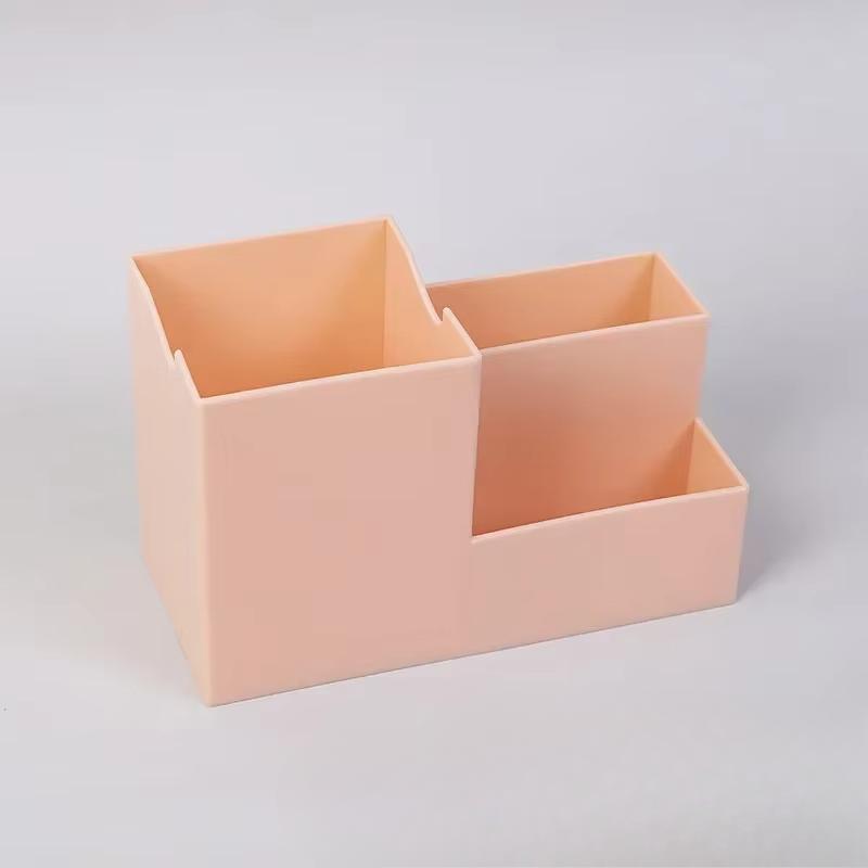 Solid Color Simple Stationery Pen Holder Desktop Storage Box Phone Holder Miscellaneous Compartment Large Capacity Office Supply